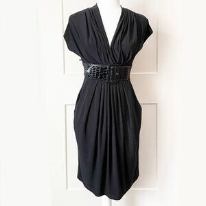 Women's Bisou Bisou Black Bodycon Belted Dress size 6